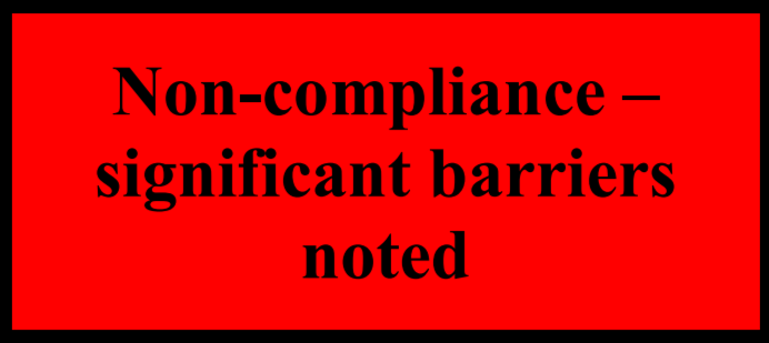 DoJ 'Noncompliant' label from 2016 status report.